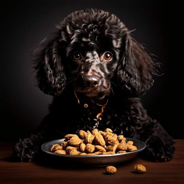 Black Poodle eat dry food png